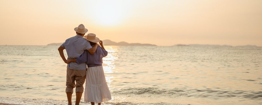 Retired,,Retirement,,Couple,,Senior,,Elderly,,Beach,,Recreation,,Insurance,,Planning,,Vacation.